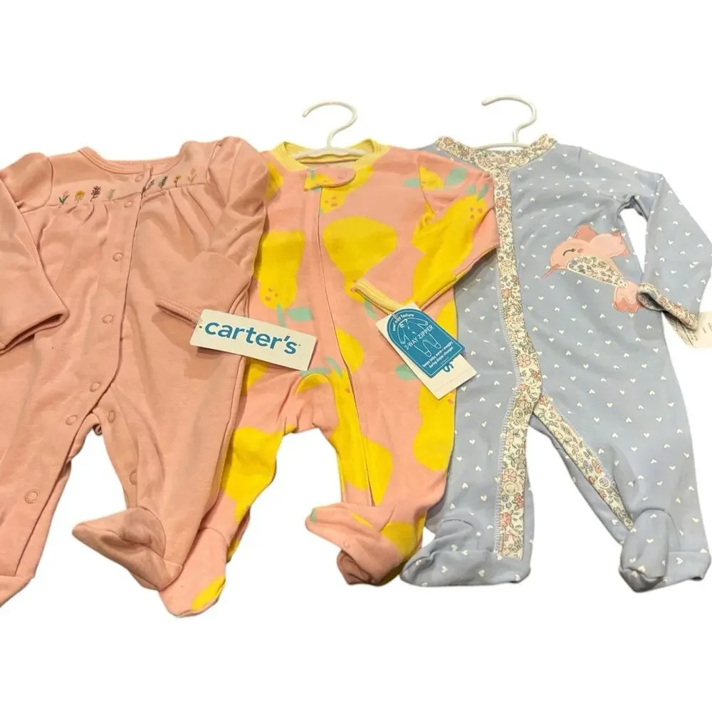 NWT Carter's NB (newborn) Baby Girl three Sleep and plays